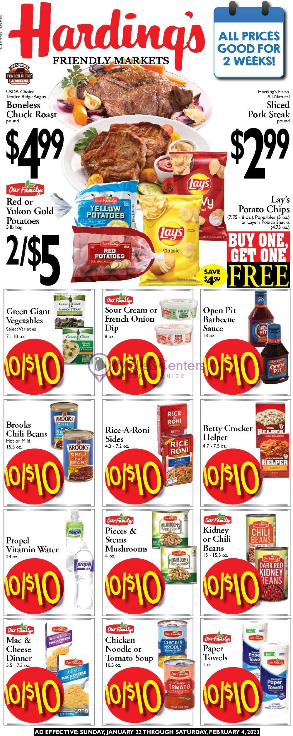 Harding's Weekly ad valid from 01/22/2023 to 02/04/2023 MallsCenters