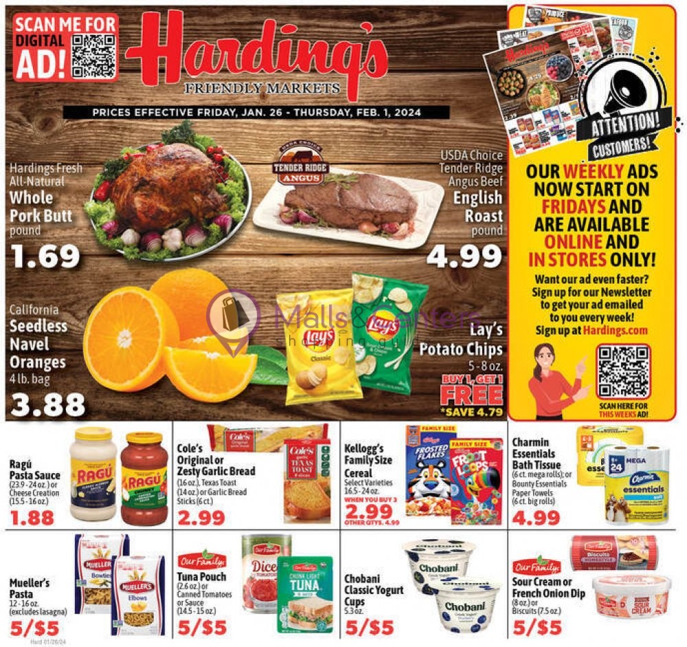 Harding's Weekly ad valid from 01/26/2024 to 02/01/2024 MallsCenters