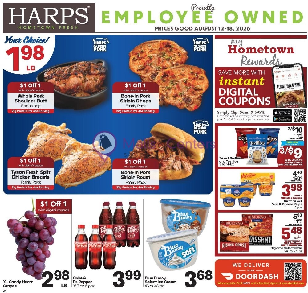 Weekly ad for Harps Foods valid: 08/12/2026 - 08/18/2026, page 1