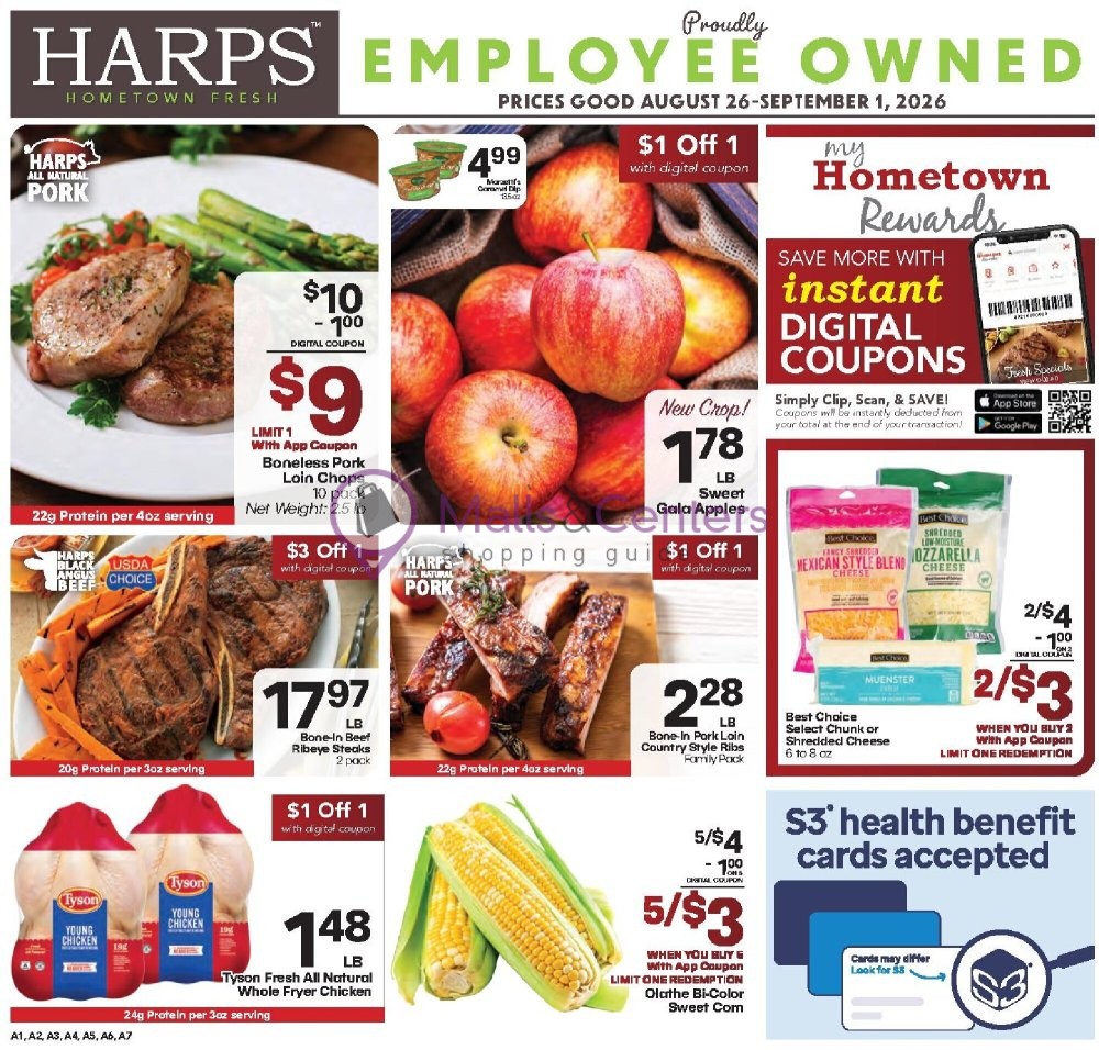 Weekly ad for Harps Foods valid: 08/26/2026 - 09/01/2026, page 1