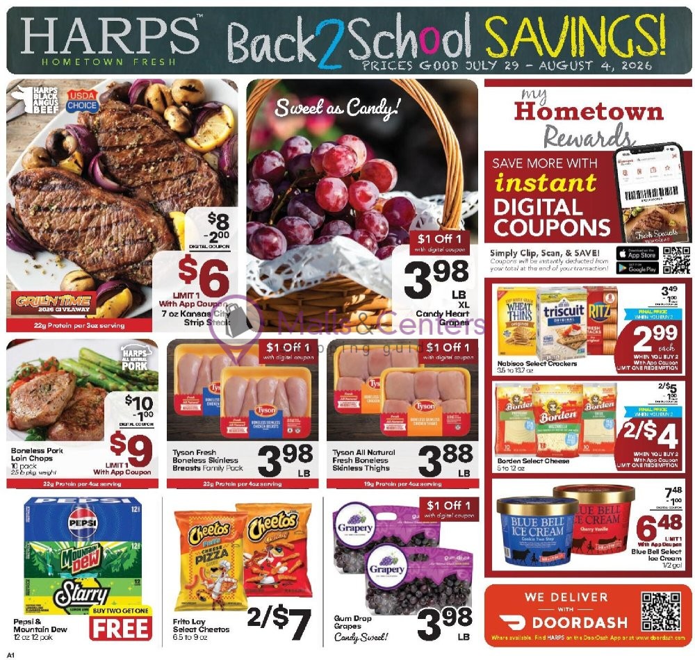 Weekly ad for Harps Foods valid: 07/29/2026 - 08/04/2026, page 1