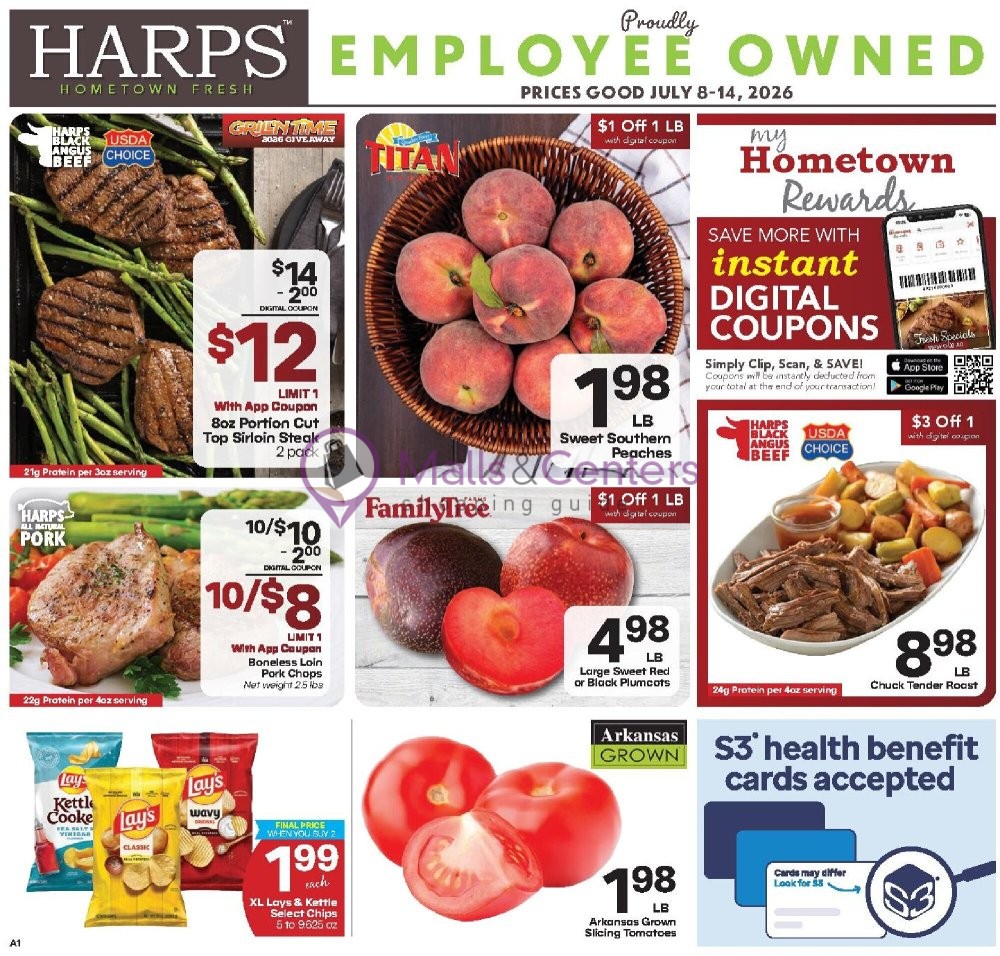 Weekly ad for Harps Foods valid: 07/08/2026 - 07/14/2026, page 1