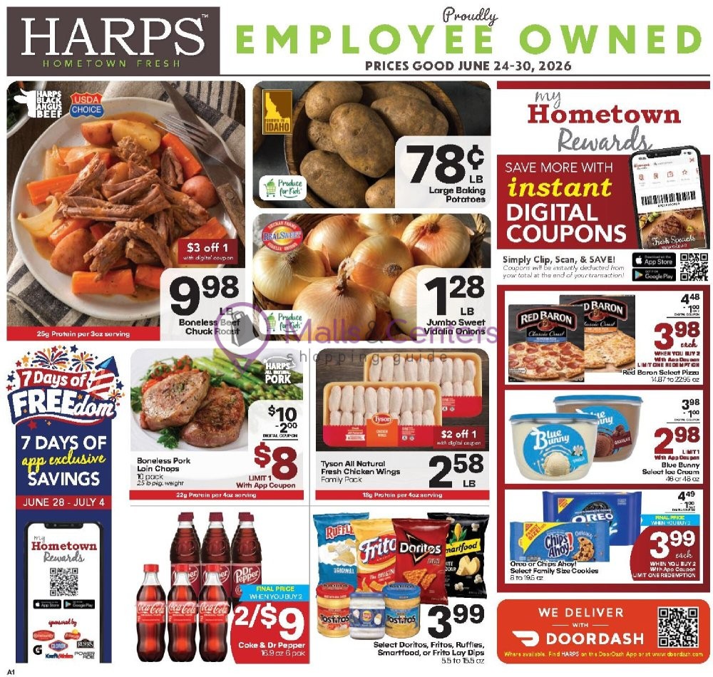 Weekly ad for Harps Foods valid: 06/24/2026 - 06/30/2026, page 1