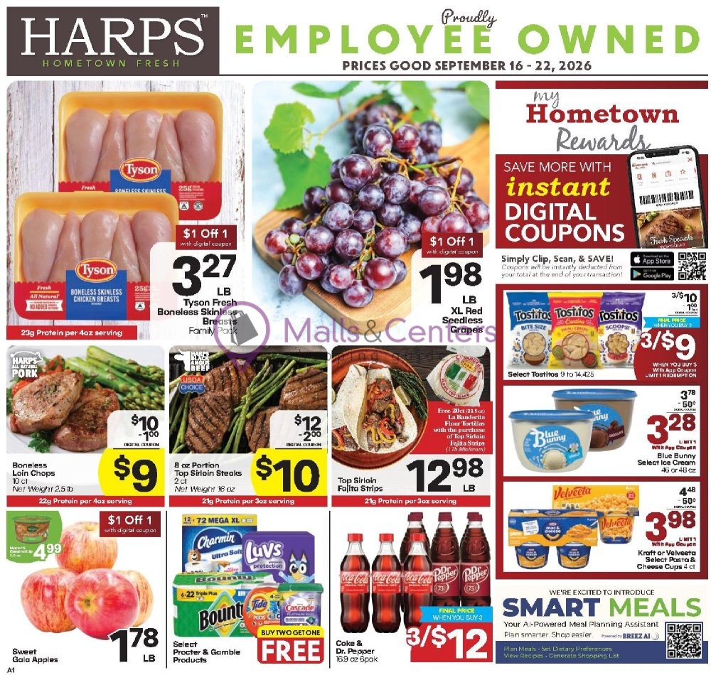First page of weekly ad for Harps Foods valid: 09/16/2026 - 09/22/2026