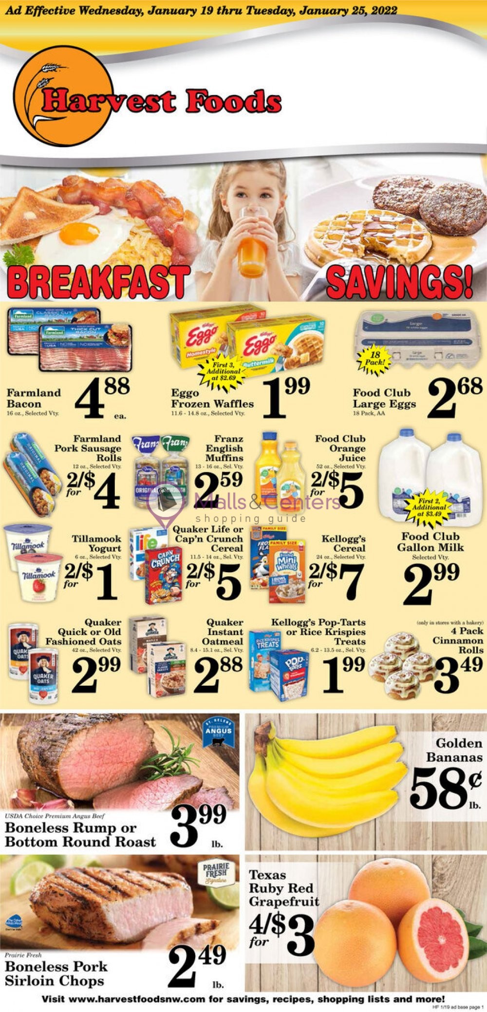 Harvest Foods Weekly ad valid from 01/19/2022 to 01/25/2022 - MallsCenters