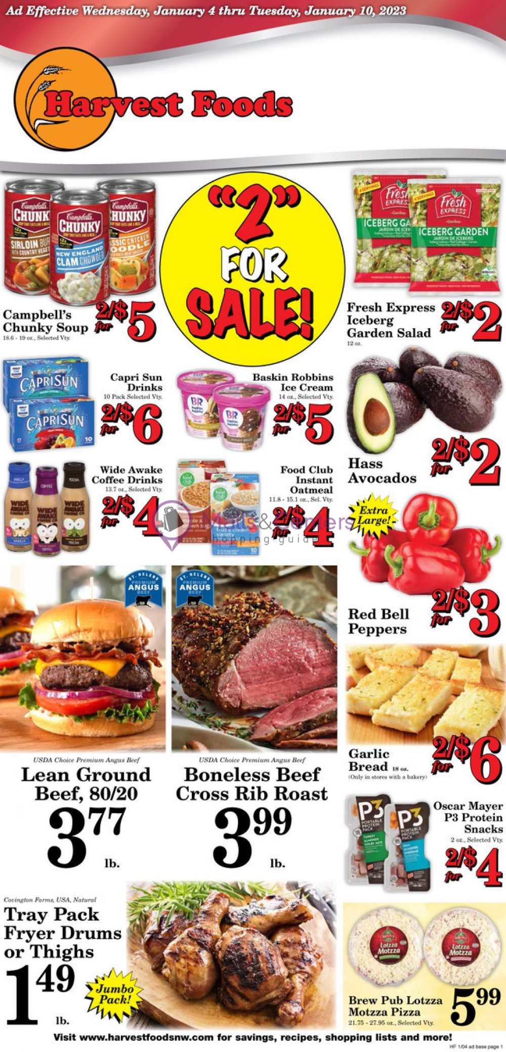Harvest Foods Weekly ad valid from 01/04/2023 to 01/10/2023 MallsCenters