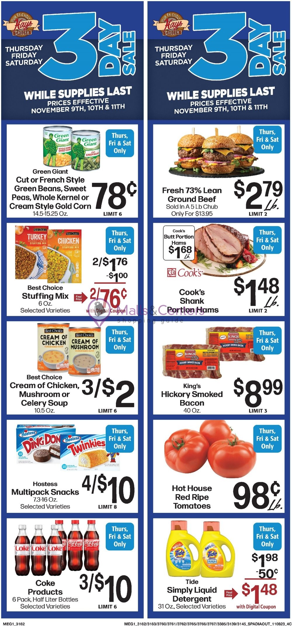 Hays Grocer Weekly ad valid from 11/08/2023 to 11/14/2023 MallsCenters