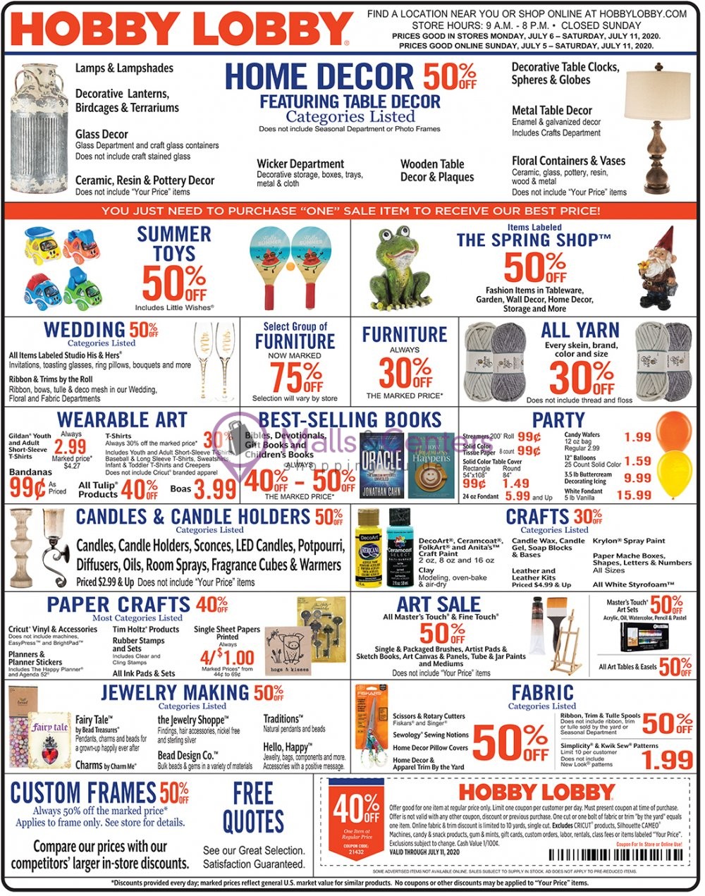 Hobby Lobby Weekly ad valid from 07/05/2020 to 07/11/2020 MallsCenters