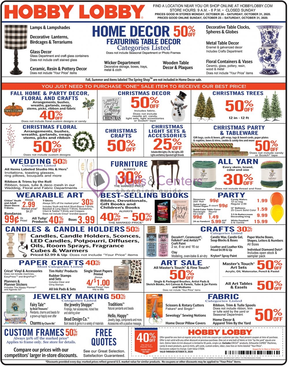 Hobby Lobby Weekly ad valid from 10/25/2020 to 10/31/2020 MallsCenters