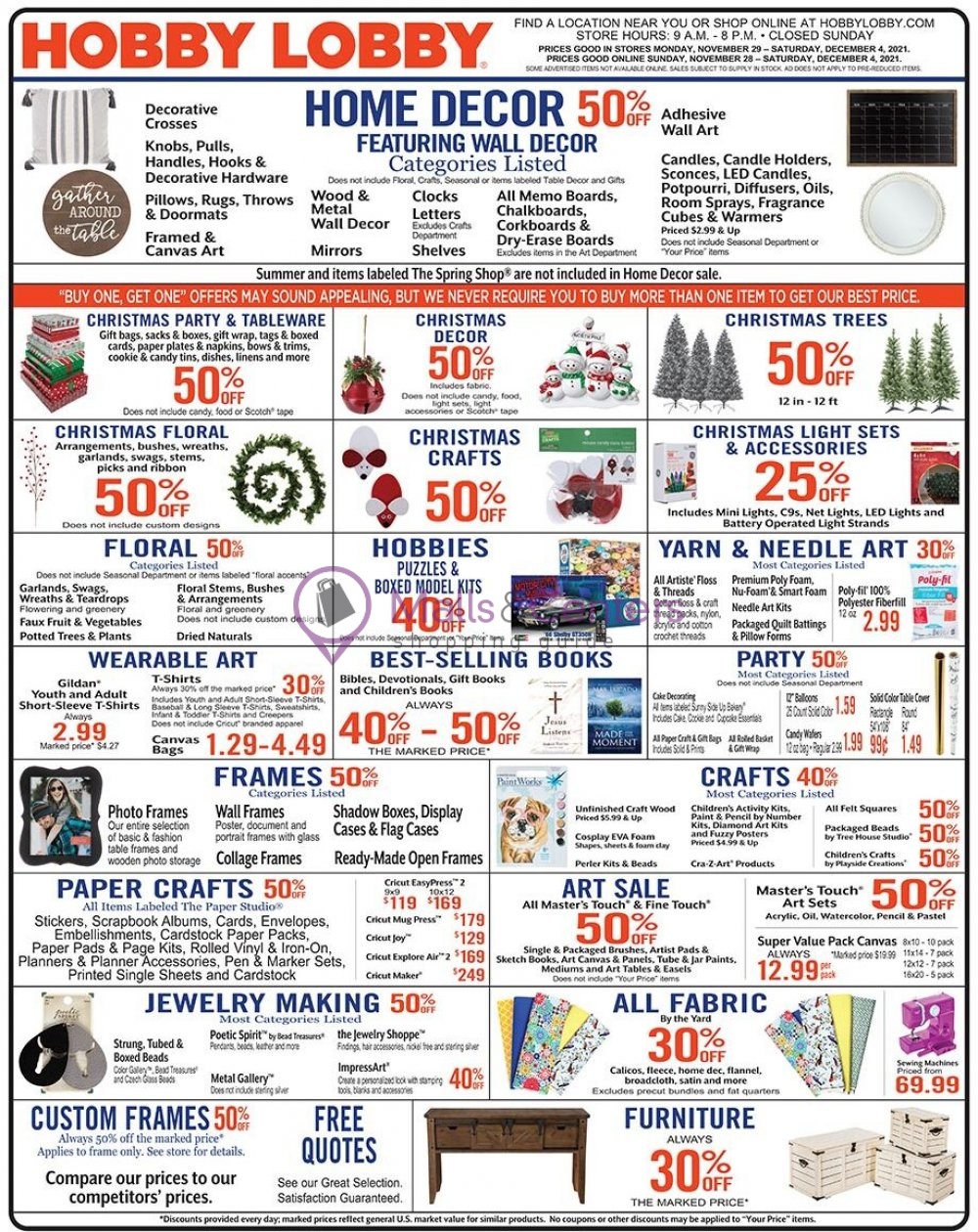 Hobby Lobby Weekly ad valid from 11/28/2021 to 12/04/2021 MallsCenters
