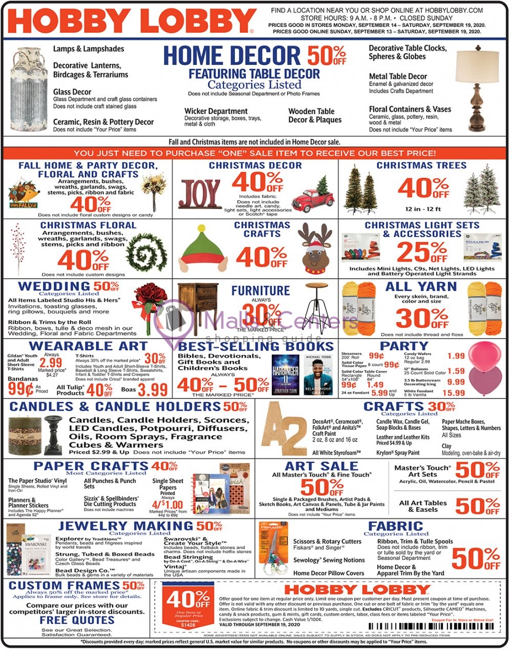 Hobby Lobby Weekly Ad sales & flyers specials MallsCenters