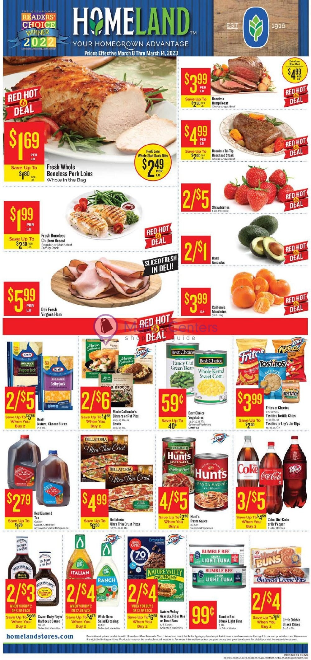 Homeland Weekly ad valid from 03/08/2023 to 03/14/2023 MallsCenters