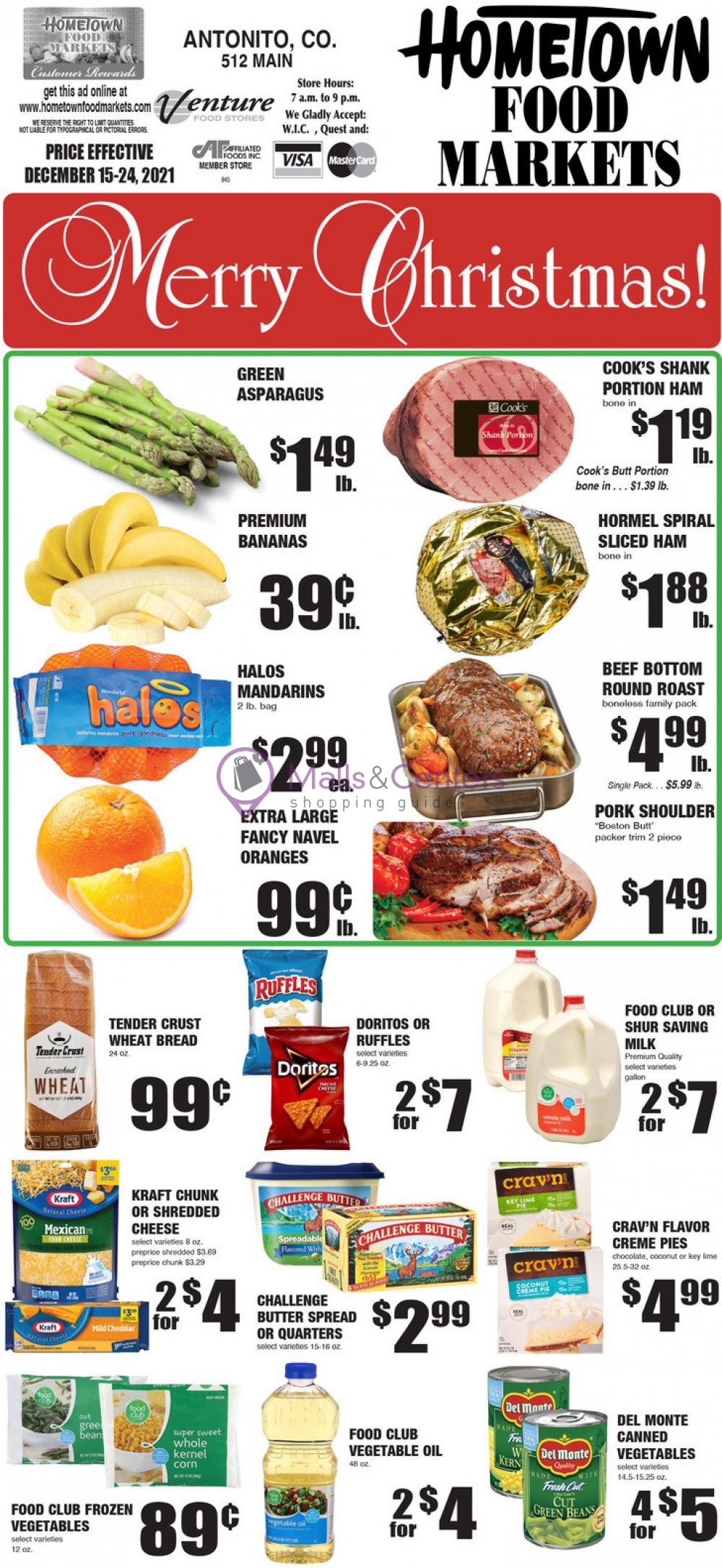 HomeTown Food Markets Weekly ad valid from 12/15/2021 to 12/24/2021