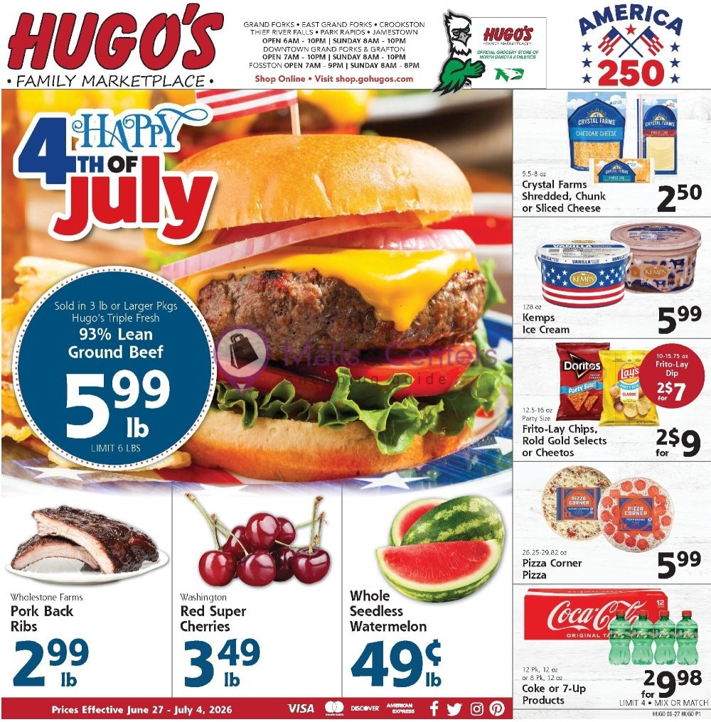 Weekly ad for Hugo's valid: 06/27/2026 - 07/04/2026, page 1