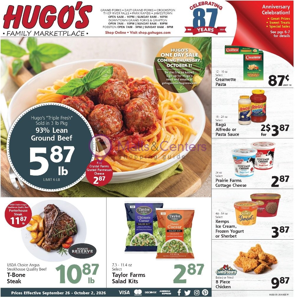 Weekly ad for Hugo's valid: 09/26/2026 - 10/02/2026, page 1