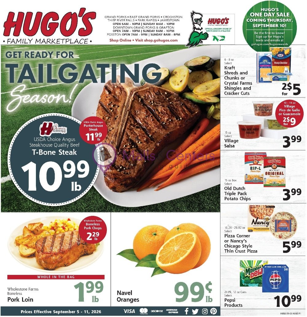 Weekly ad for Hugo's valid: 09/05/2026 - 09/11/2026, page 1