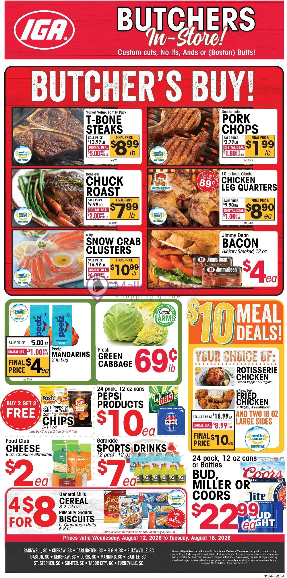 Weekly ad for IGA valid: 08/12/2026 - 08/18/2026, page 1
