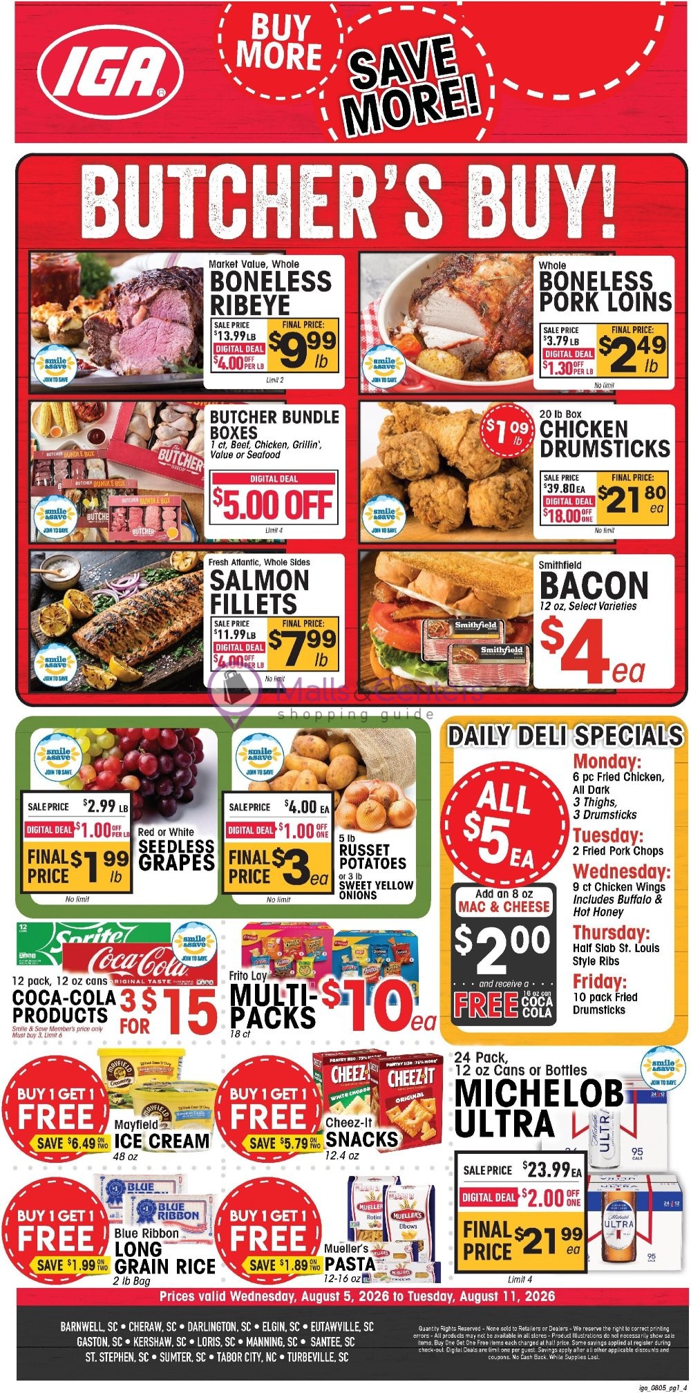 First page of weekly ad for IGA valid: 08/05/2026 - 08/11/2026