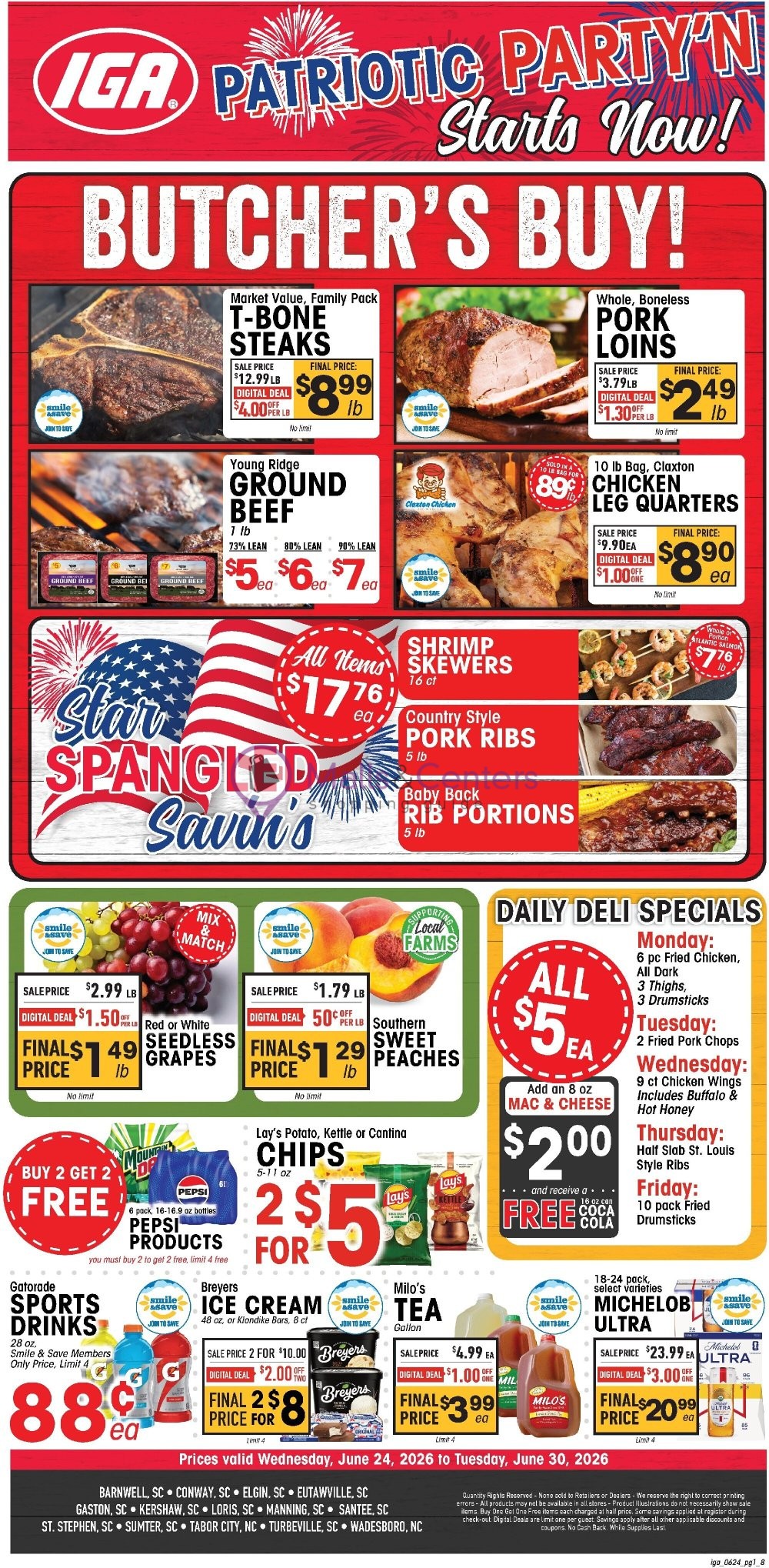 Weekly ad for IGA valid: 06/24/2026 - 06/30/2026, page 1