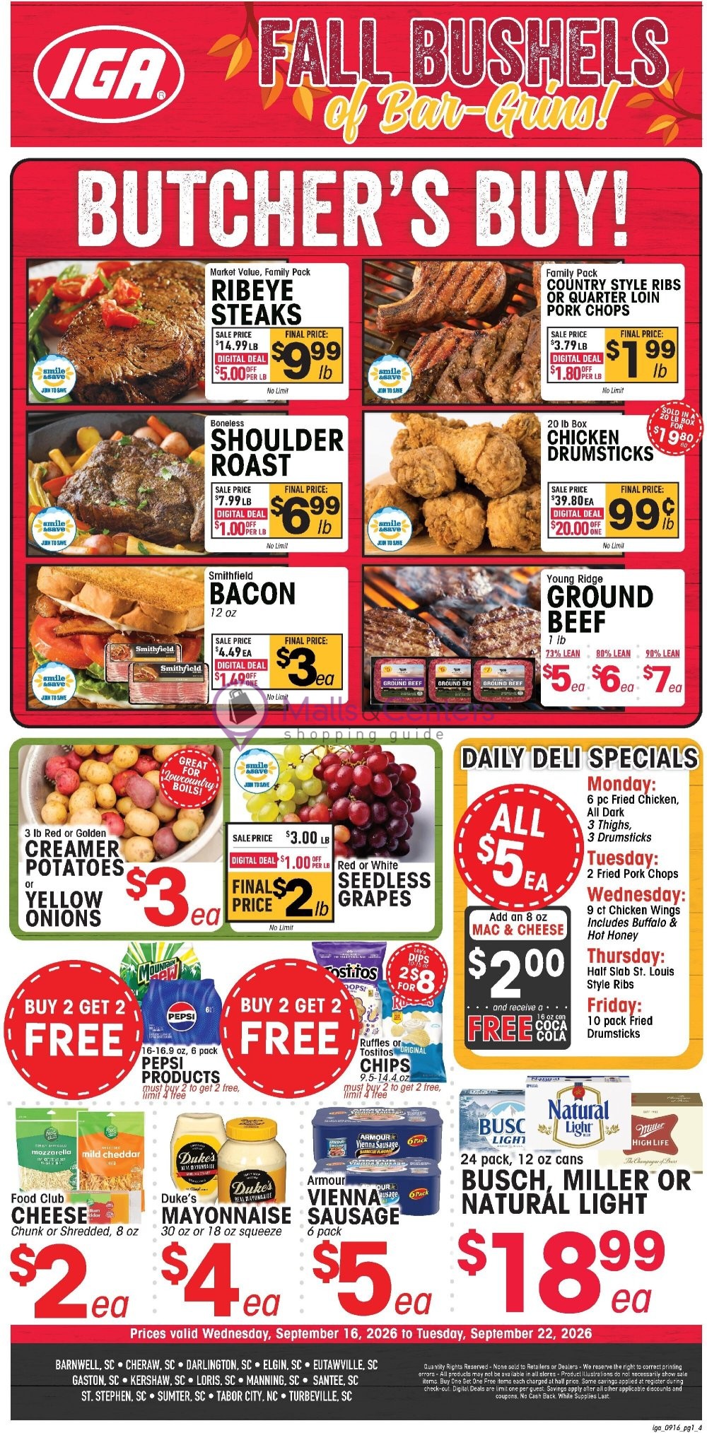 Weekly ad for IGA valid: 09/16/2026 - 09/22/2026, page 1