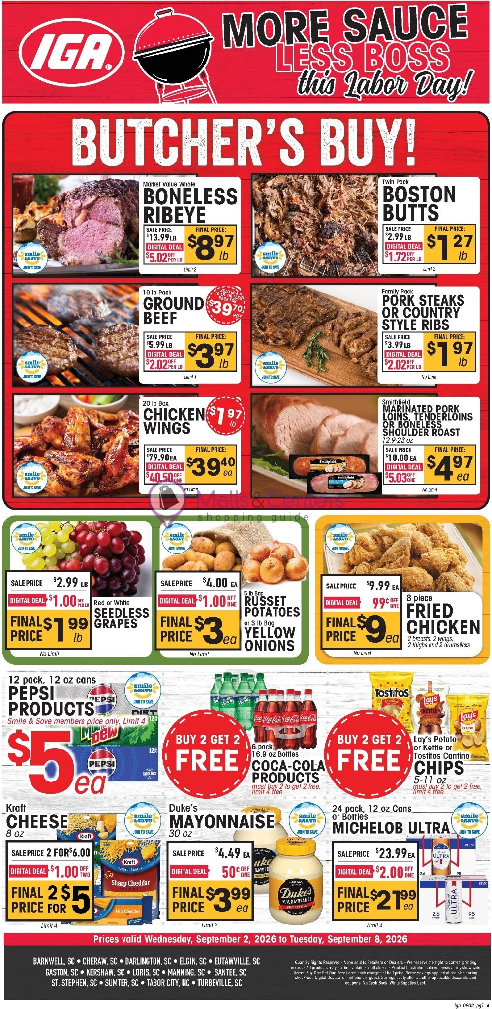 Weekly ad for IGA valid: 09/02/2026 - 09/08/2026, page 1