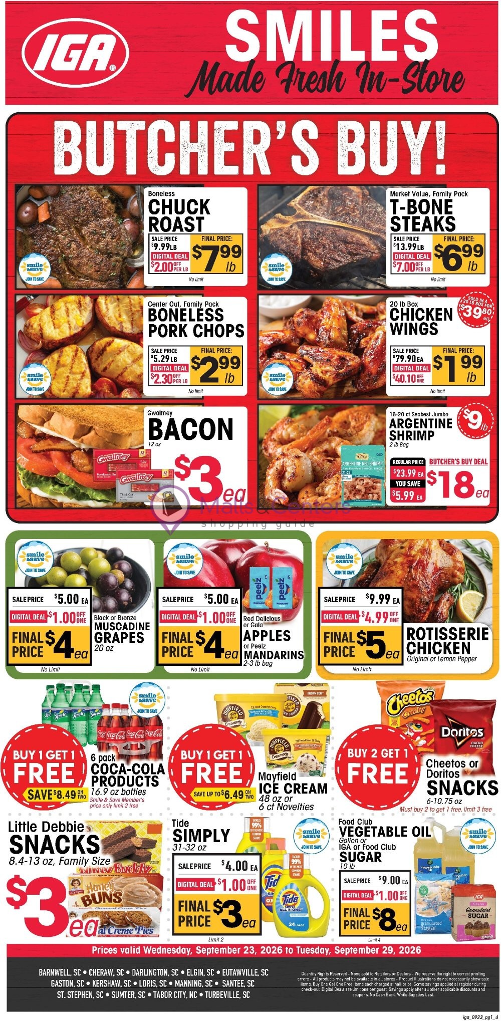 First page of weekly ad for IGA valid: 09/23/2026 - 09/29/2026