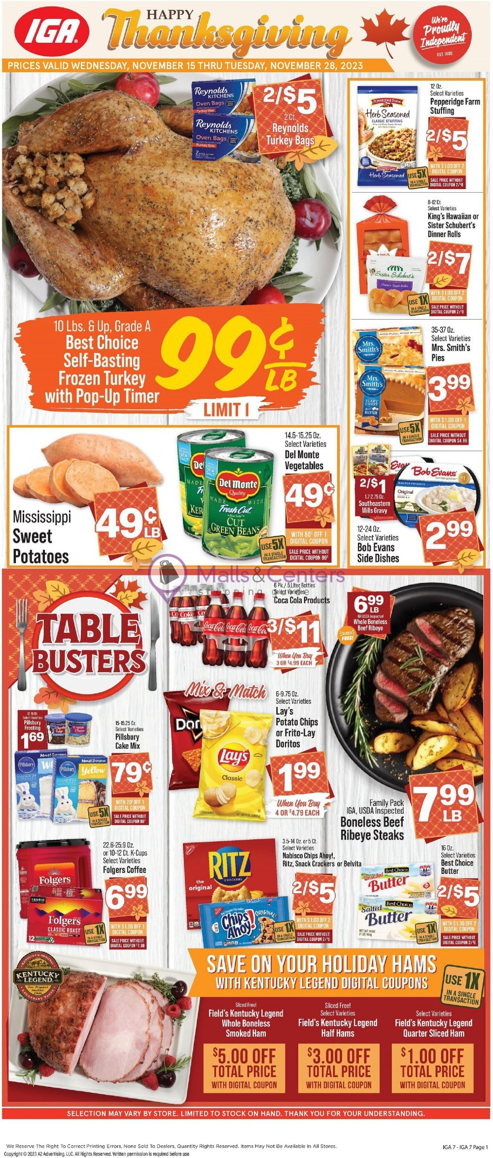 IGA Weekly ad valid from 11/15/2023 to 11/28/2023 MallsCenters