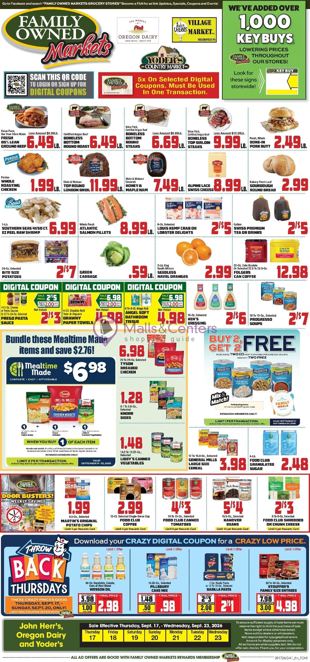 Weekly ad for John Herr's Village Market valid: 09/17/2026 - 09/23/2026, page 1