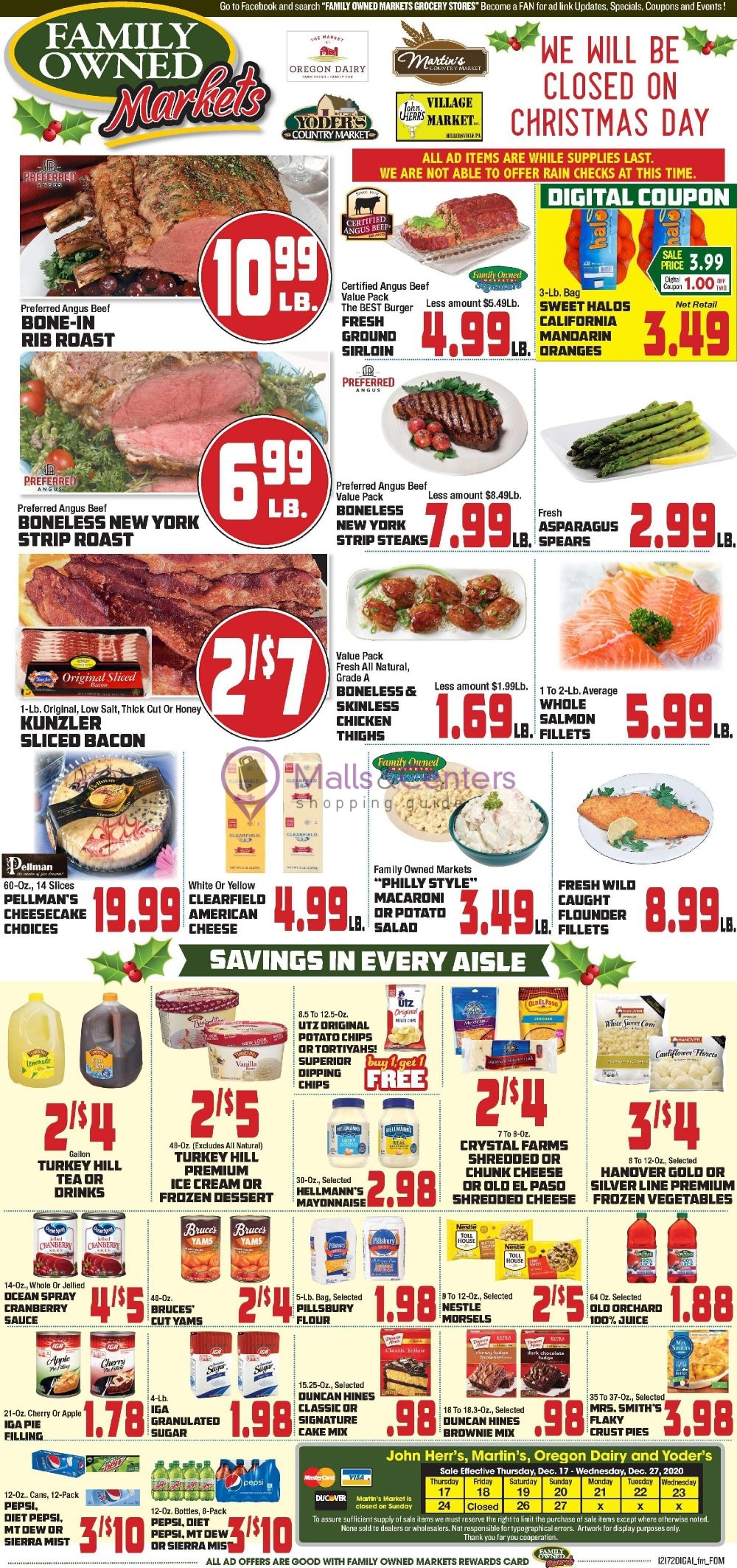 John Herr's Village Market Weekly ad valid from 12/17/2020 to 12/27