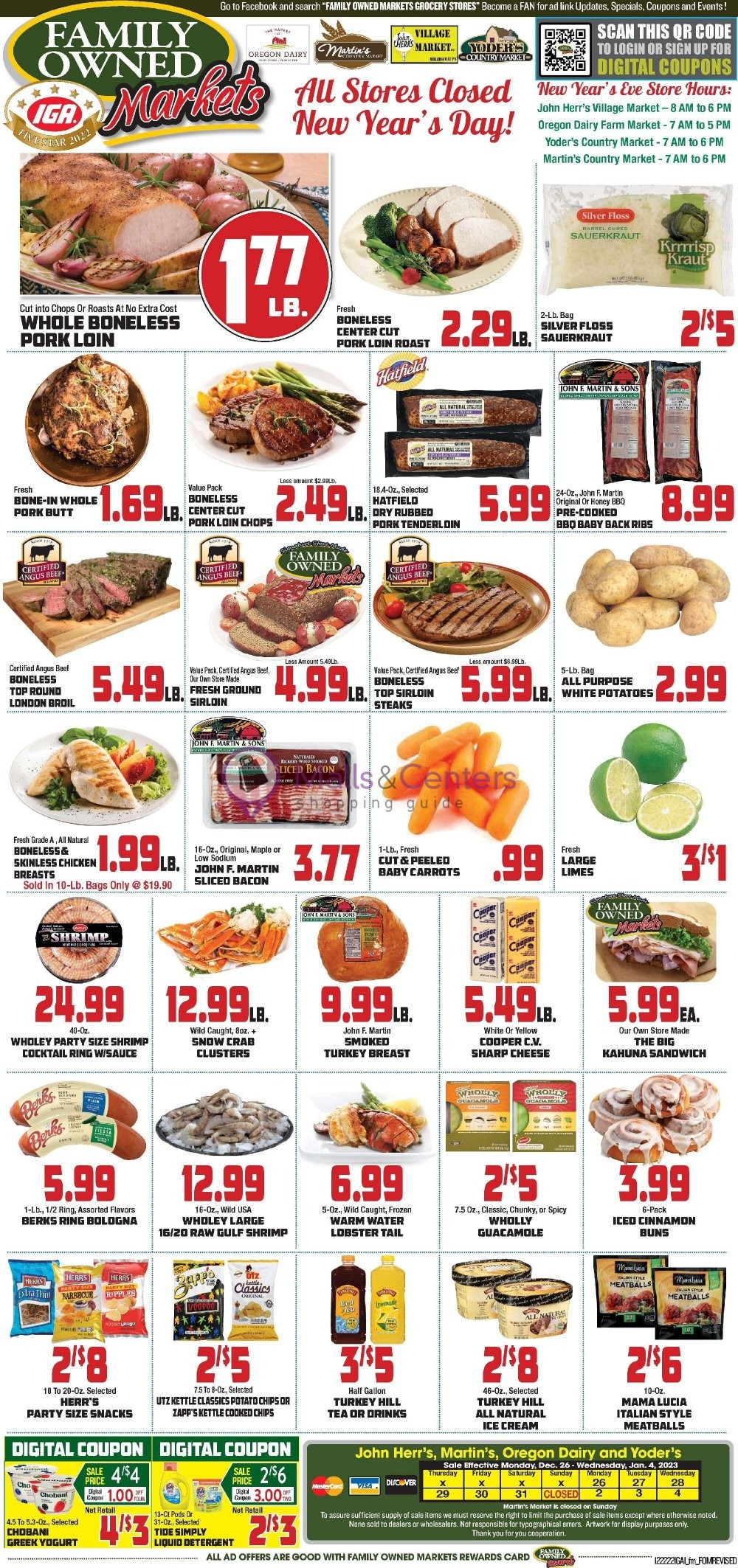 John Herr's Village Market Weekly ad valid from 12/26/2022 to 01/04