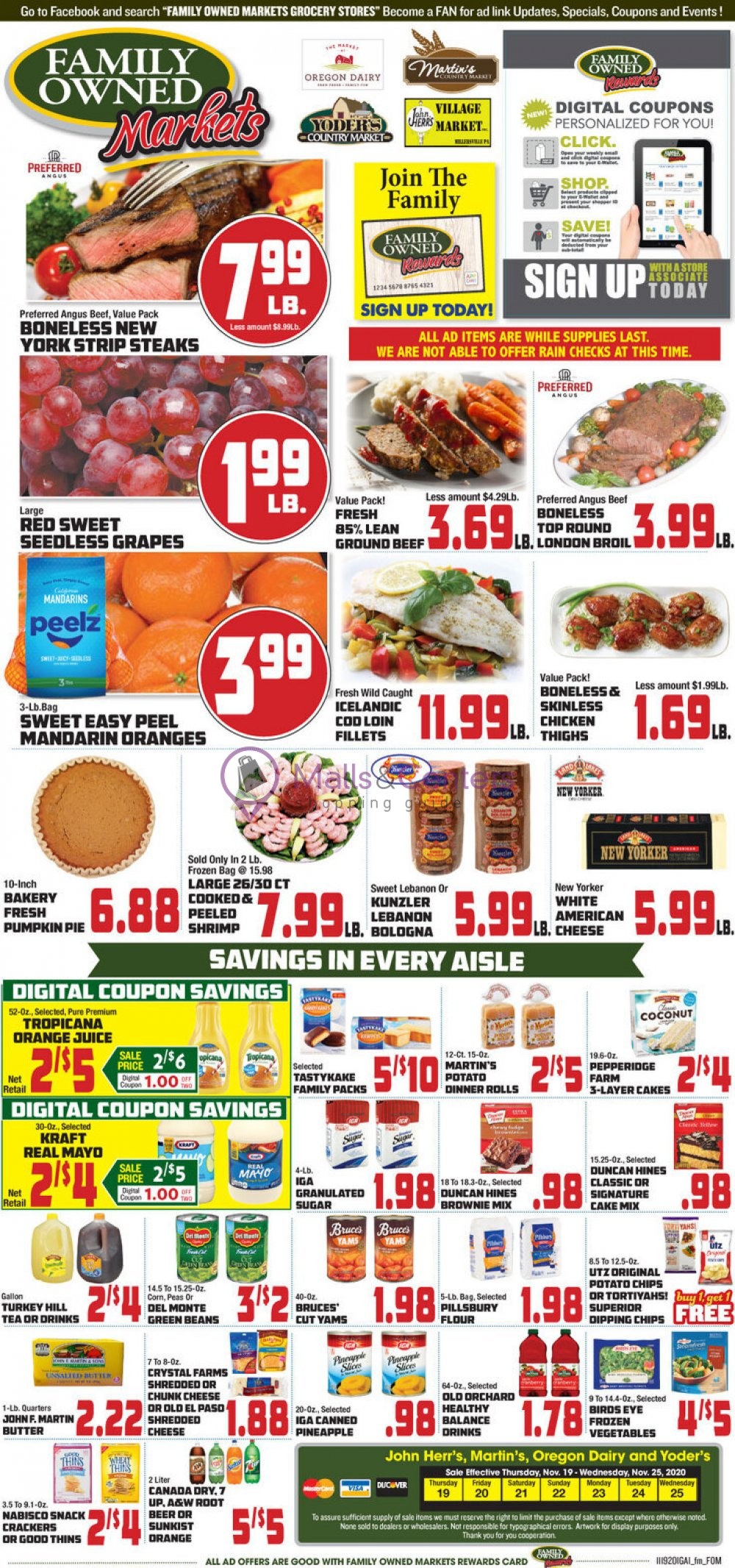 John Herr's Village Market Weekly ad valid from 11/19/2020 to 11/25