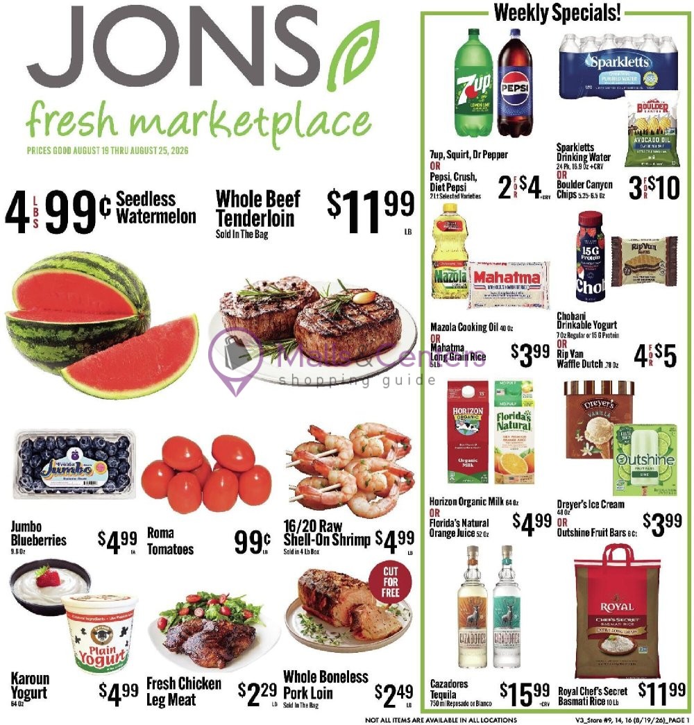 Weekly ad for Jons Fresh Marketplace valid: 08/19/2026 - 08/25/2026, page 1
