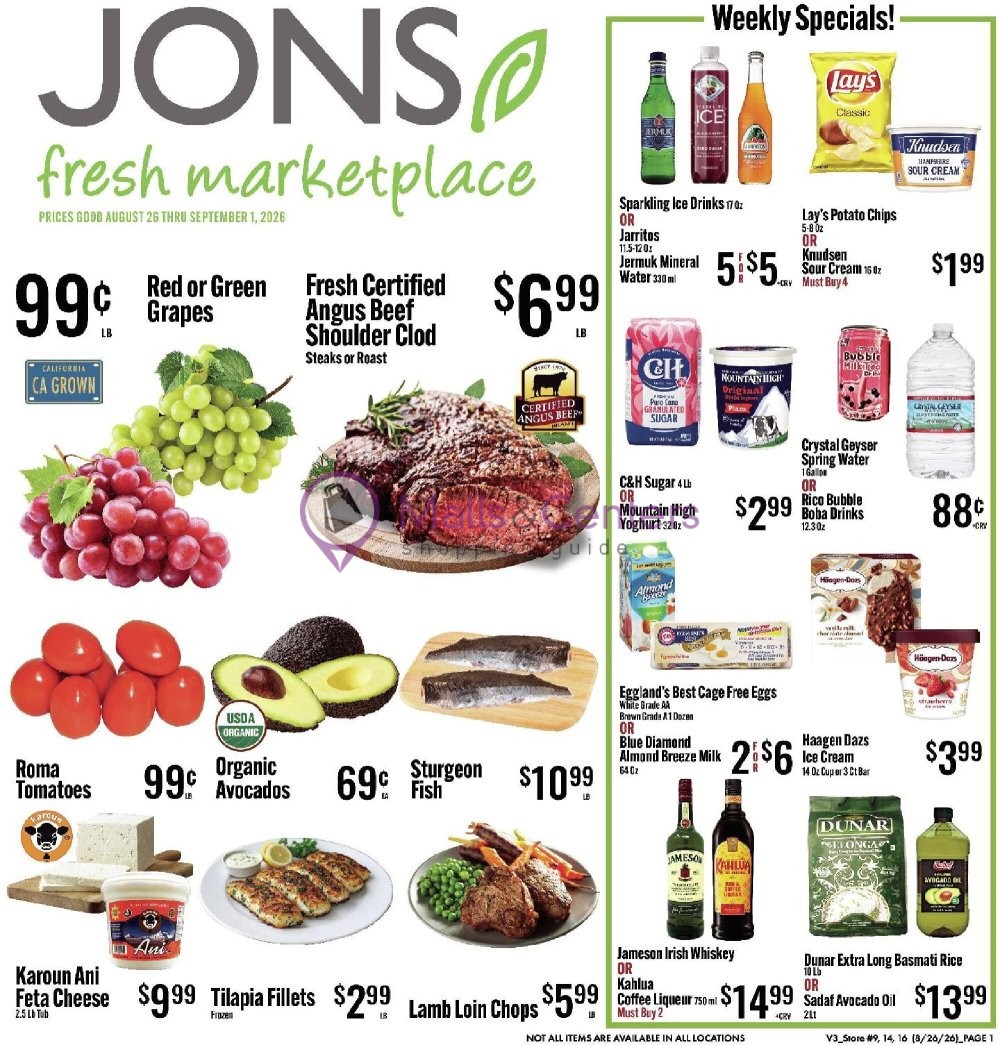 Weekly ad for Jons Fresh Marketplace valid: 08/26/2026 - 09/01/2026, page 1