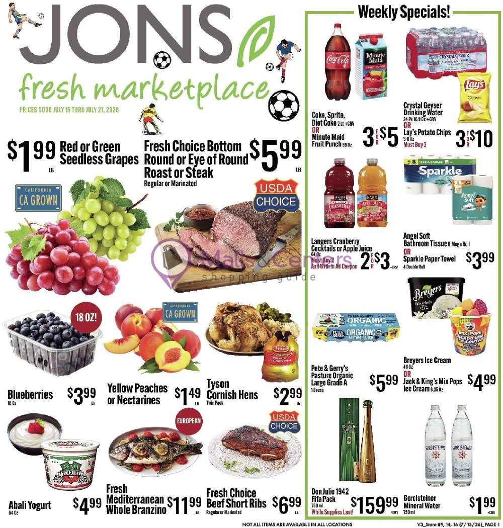 Weekly ad for Jons Fresh Marketplace valid: 07/15/2026 - 07/21/2026, page 1