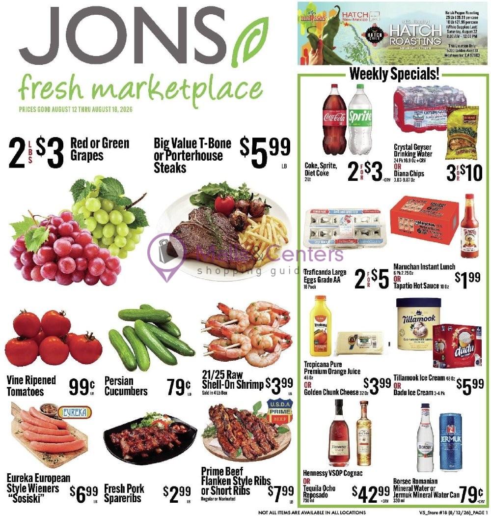 Weekly ad for Jons Fresh Marketplace valid: 08/12/2026 - 08/18/2026, page 1