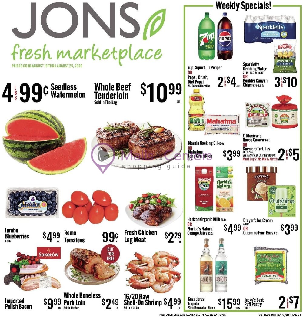 Weekly ad for Jons Fresh Marketplace valid: 08/19/2026 - 08/25/2026, page 1