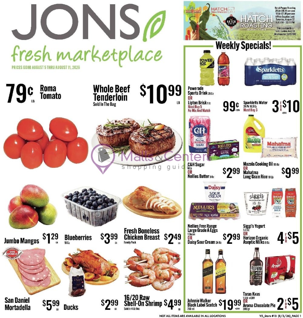 Weekly ad for Jons Fresh Marketplace valid: 08/05/2026 - 08/11/2026, page 1