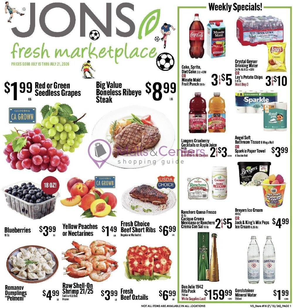 Weekly ad for Jons Fresh Marketplace valid: 07/15/2026 - 07/21/2026, page 1