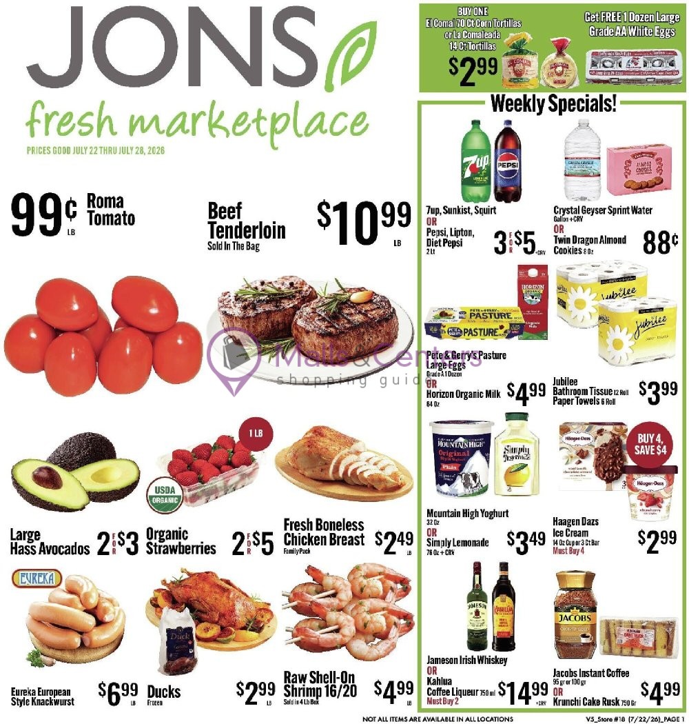 Weekly ad for Jons Fresh Marketplace valid: 07/22/2026 - 07/28/2026, page 1