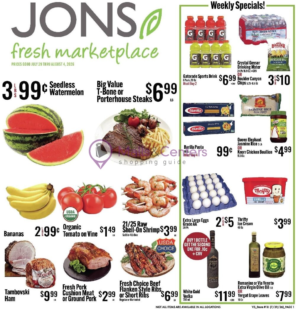 Weekly ad for Jons Fresh Marketplace valid: 07/29/2026 - 08/04/2026, page 1