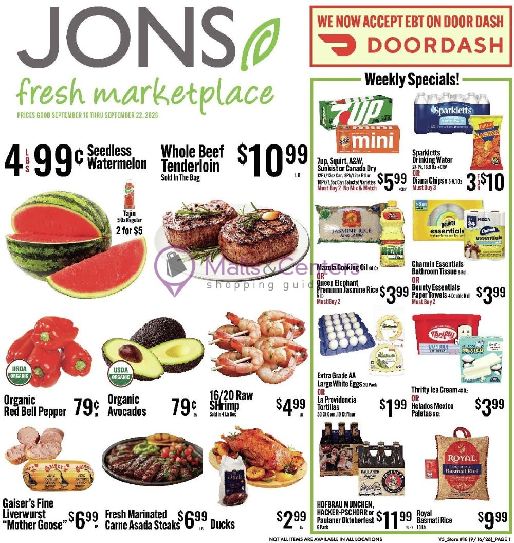 Weekly ad for Jons Fresh Marketplace valid: 09/16/2026 - 09/22/2026, page 1