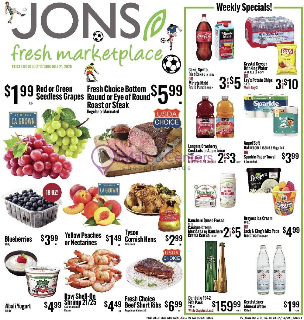 Weekly ad for Jons Fresh Marketplace valid: 07/15/2026 - 07/21/2026, page 1