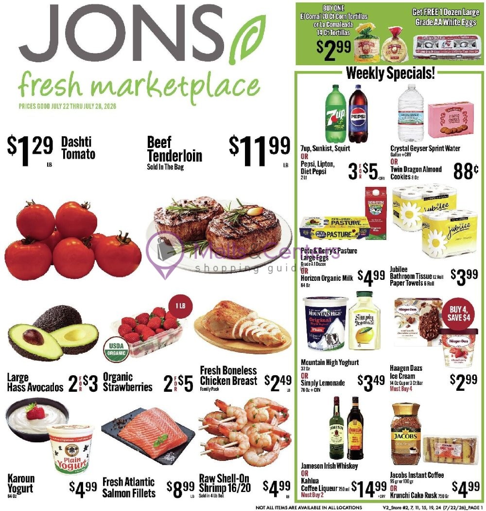 Weekly ad for Jons Fresh Marketplace valid: 07/22/2026 - 07/28/2026, page 1