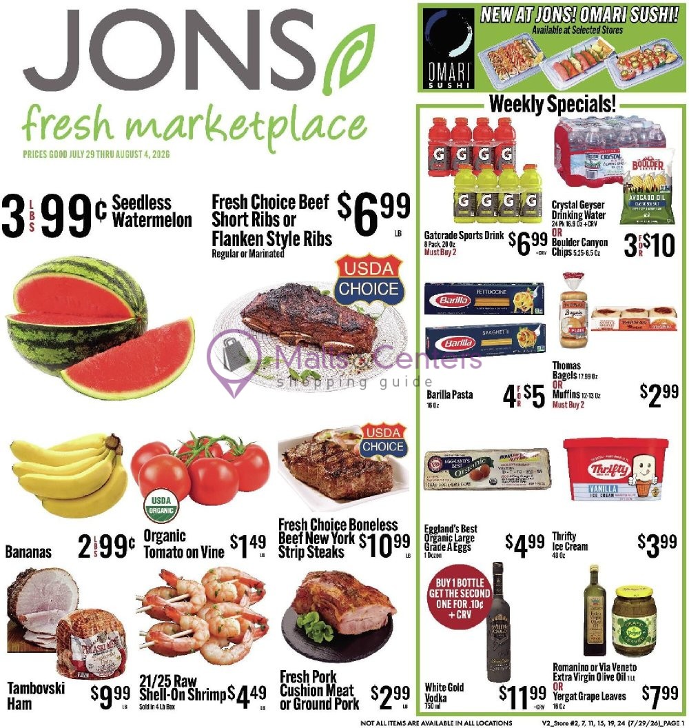 Weekly ad for Jons Fresh Marketplace valid: 07/29/2026 - 08/04/2026, page 1