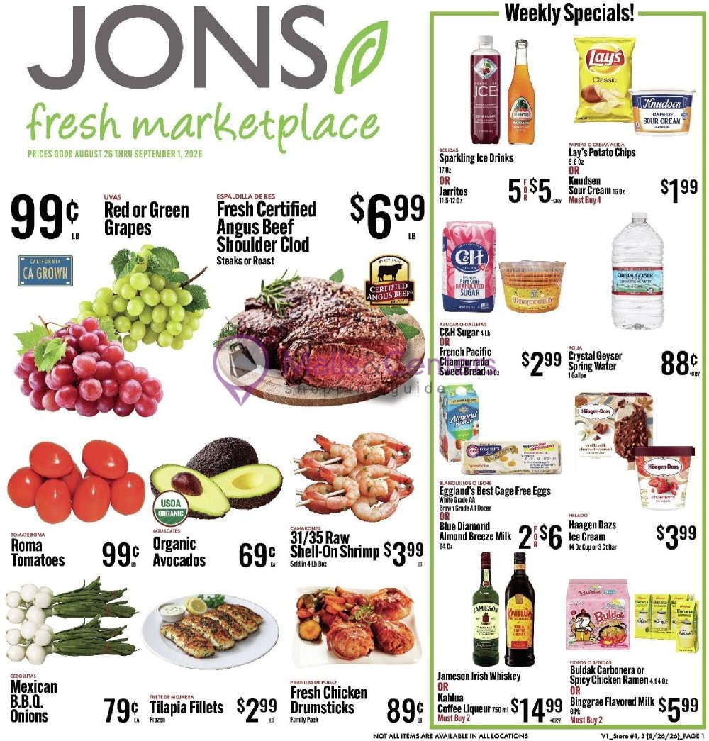 Weekly ad for Jons Fresh Marketplace valid: 08/26/2026 - 09/01/2026, page 1