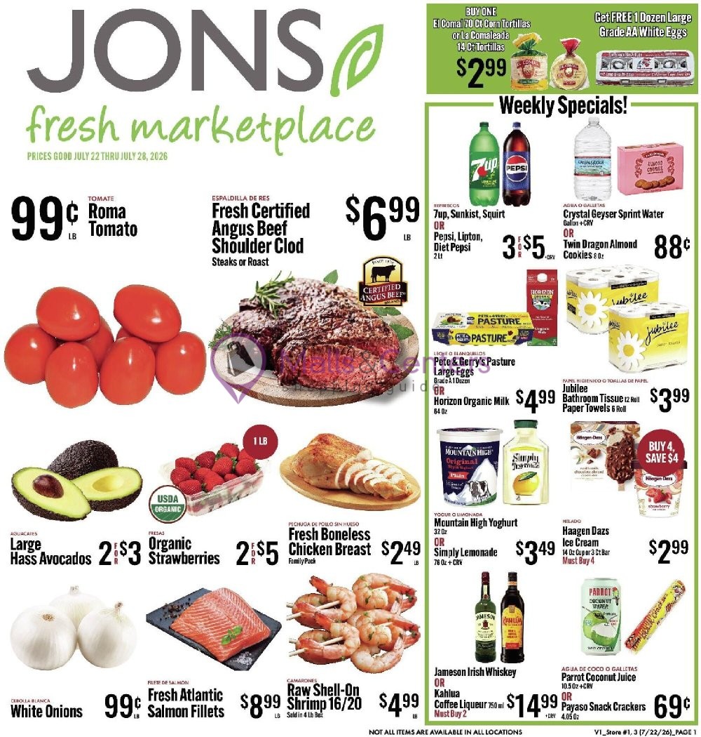 Weekly ad for Jons Fresh Marketplace valid: 07/22/2026 - 07/28/2026, page 1
