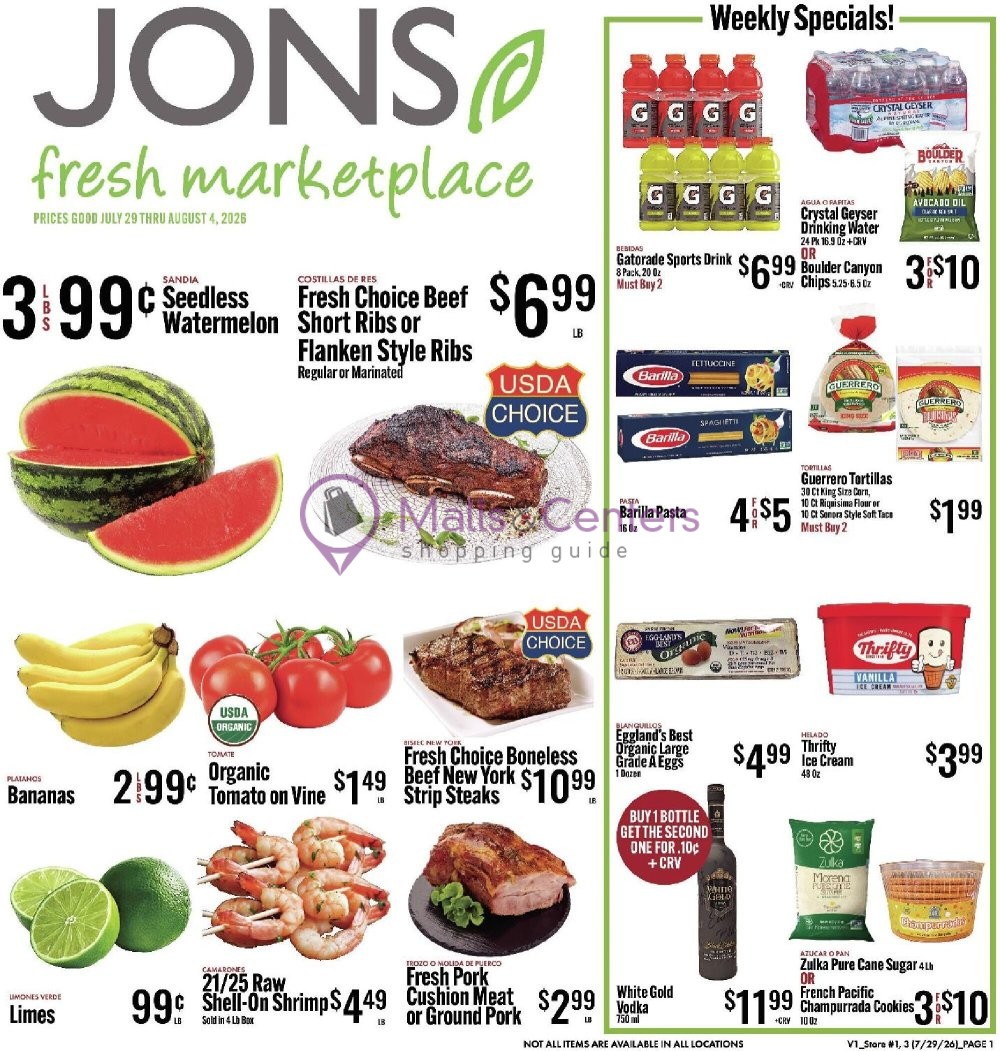 Weekly ad for Jons Fresh Marketplace valid: 07/29/2026 - 08/04/2026, page 1
