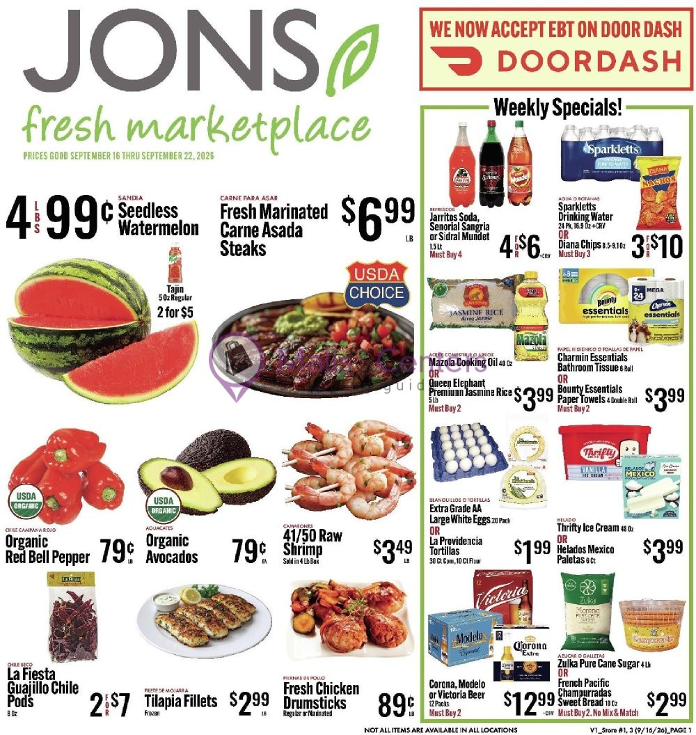 Weekly ad for Jons Fresh Marketplace valid: 09/16/2026 - 09/22/2026, page 1