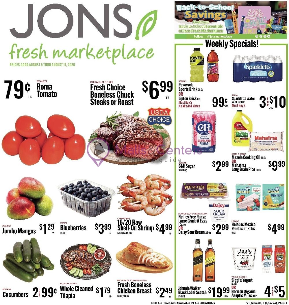Weekly ad for Jons Fresh Marketplace valid: 08/05/2026 - 08/11/2026, page 1