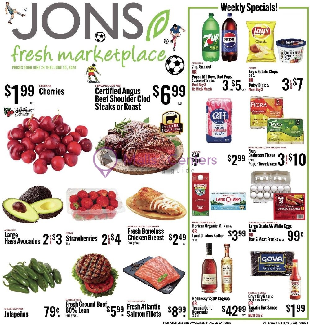 First page of weekly ad for Jons Fresh Marketplace valid: 06/24/2026 - 06/30/2026